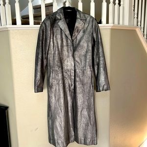 BCBG Max Azria Leather Long Jacket/Trench